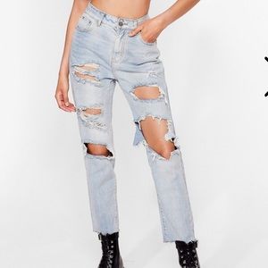 nasty gal distressed light wash jeans